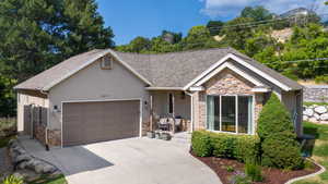 View of front of home featuring a garage