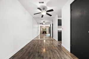 Interior space featuring dark hardwood / wood-style floors