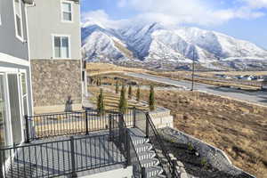 Deck featuring expansive mountain views