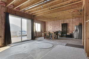 Unfinished daylight basement with exterior entrance