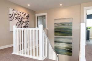 Staircase with carpet floors