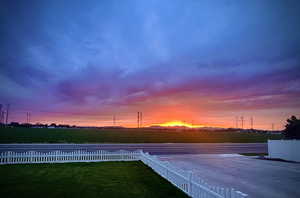 View of yard at dusk