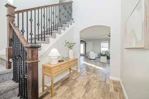 Hall with wood-type flooring