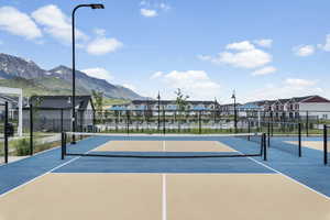 View of sport court with pickleball court and a mountain view