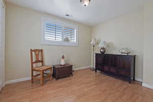 Sitting room featuring light hardwood / wood-style floors