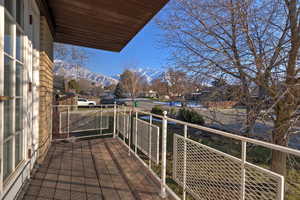 Balcony with a mountain view