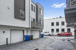 Exterior space featuring a garage