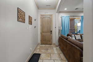 Doorway with crown molding