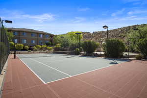 View of sport court with a mountain view