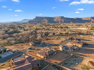 Aerial view featuring a mountain view