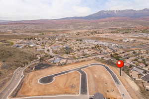 Drone / aerial view featuring a mountain view