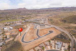 Drone / aerial view featuring a mountain view