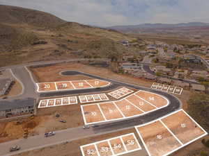 Drone / aerial view featuring a mountain view