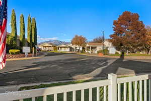 Exterior space featuring a garage