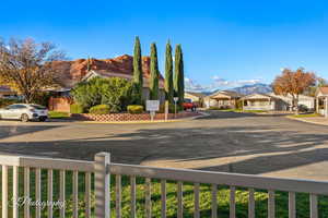 View of street with a mountain view