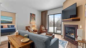 Living room featuring light wood-type flooring