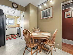 View of tiled dining area