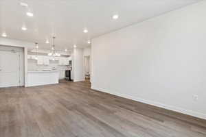 Unfurnished living room featuring light hardwood / wood-style floors