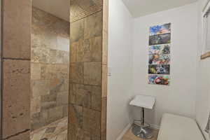 Bathroom with a tile shower