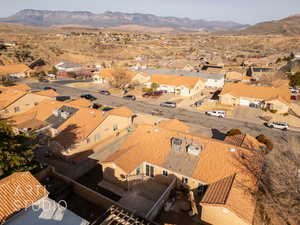 Aerial view featuring a mountain view