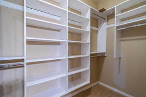 Spacious closet with carpet