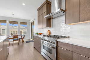 Fully Tiled Backsplash to the Ceiling with 6 Burner Zline Stainless Range