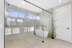 Glass Enclosed Walk-in Shower with Freestanding Tub!