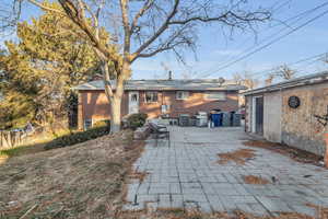 Back of house with a patio and central AC