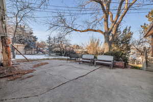 View of snow covered patio