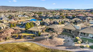 Aerial view featuring a mountain view