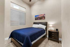 Bedroom 3, carpeted bedroom featuring ceiling fan