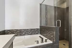 Bathroom with shower with separate bathtub