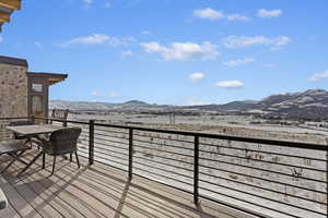 Wooden terrace with a mountain view