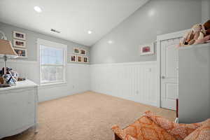 Interior space featuring lofted ceiling