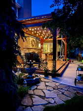 View of patio at twilight