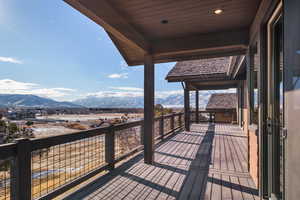 Deck featuring a mountain view