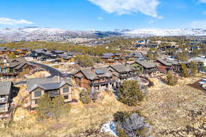 Drone / aerial view with a mountain view