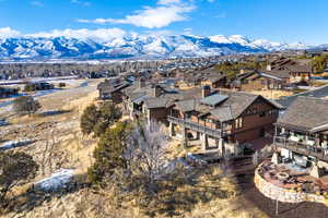 Drone / aerial view with a mountain view