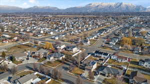 Drone / aerial view with a mountain view