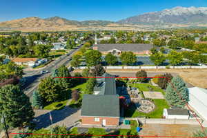 Birds eye view of property featuring a mountain view and a residential view