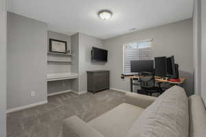 Living room featuring carpet flooring