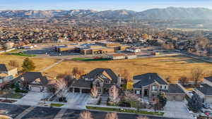 Drone / aerial view with a mountain view