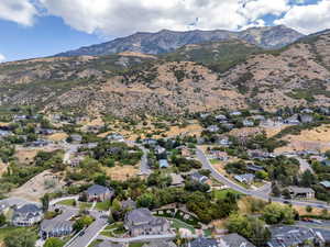 Drone / aerial view featuring a mountain view