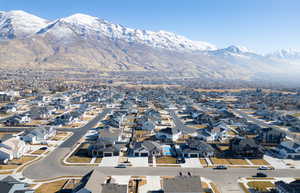 Aerial view featuring a mountain view