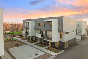 Contemporary house featuring a playground