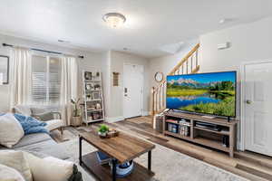 Living room featuring light wood-type flooring