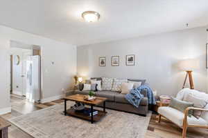 Living room featuring hardwood / wood-style flooring