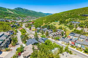 Drone / aerial view with a mountain view