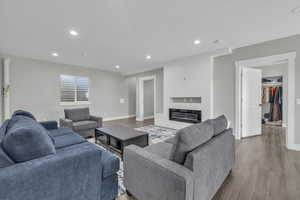 Living room featuring hardwood / wood-style floors