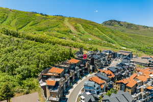 Aerial view featuring a mountain view